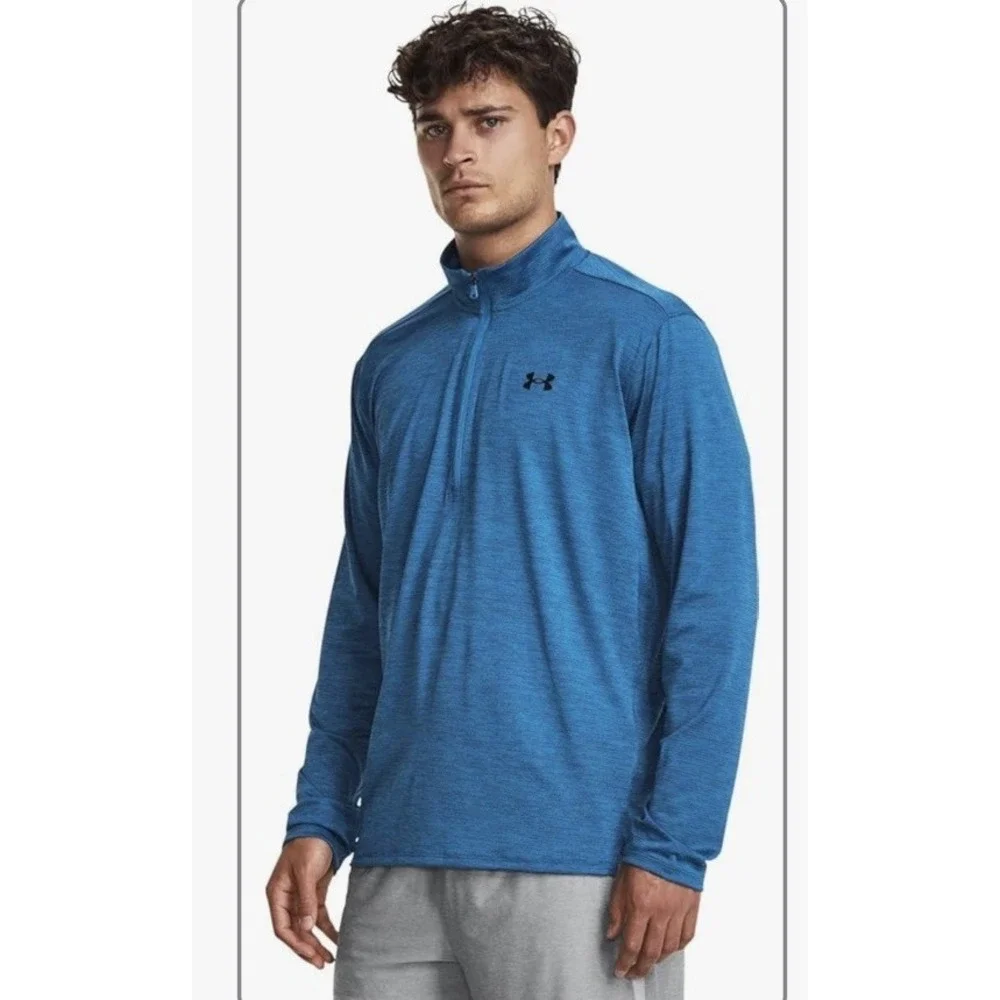 NEW! Under Armour Mens UA Tech Vent 1/2 Zip Blue Long Sleeve Stretch Small (a58)
